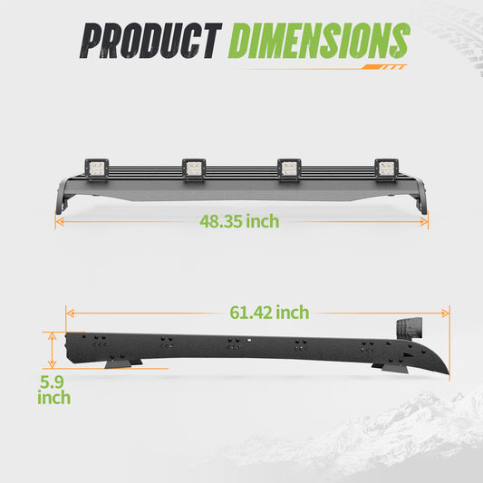 61.42"L × 48.35"W Dakrova Steel Roof Rack Cargo Luggage Carrier | For 2005-2023 Toyota Tacoma Double Cab
