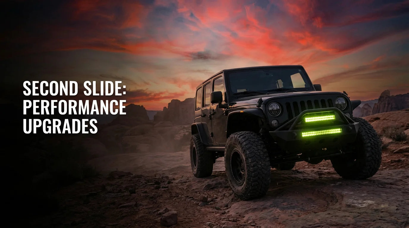Black Jeep on desert trail