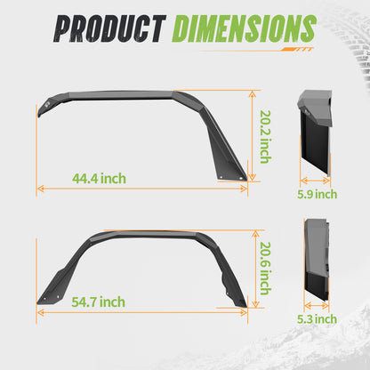 44.4" Front / 54.7" Rear Dakrova Heavy-Duty Fender Flares | For 2020-2024 Jeep Gladiator JT