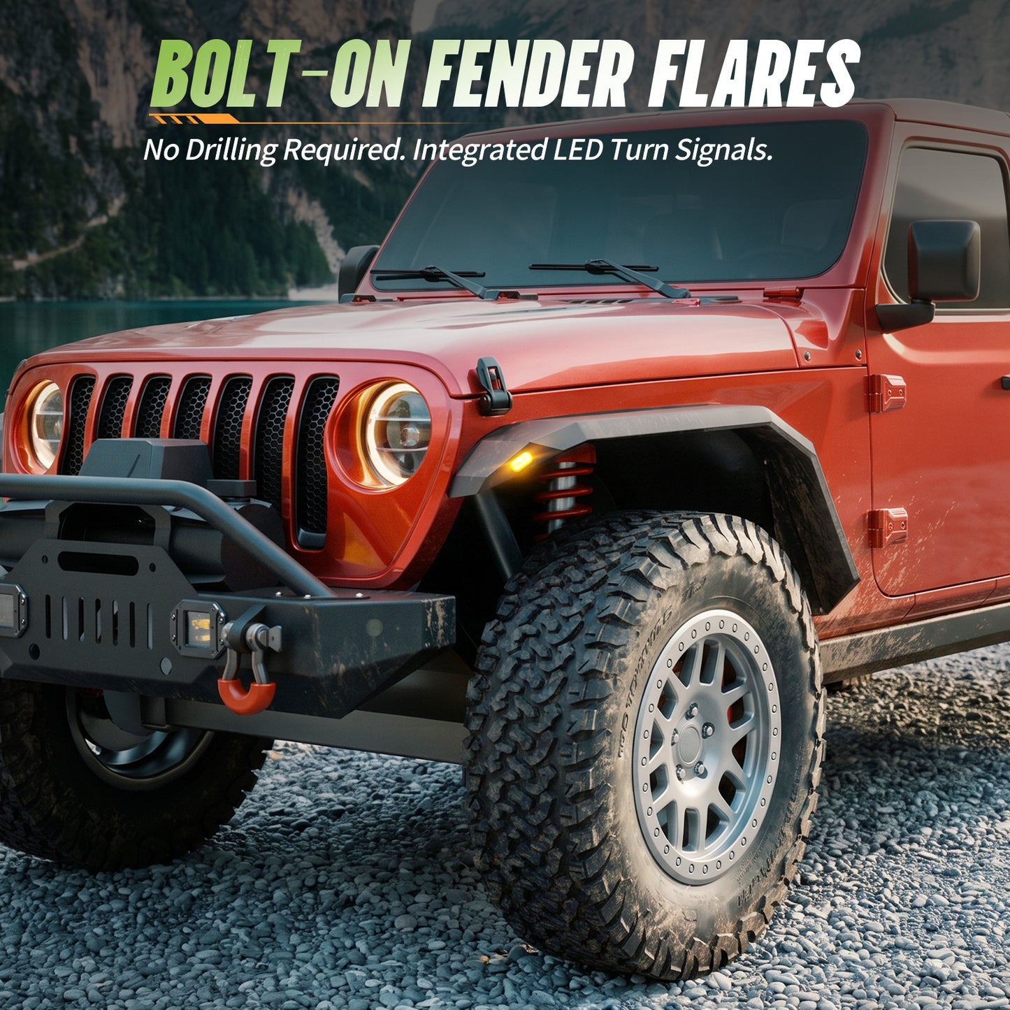 44.4" Front / 54.7" Rear Dakrova Heavy-Duty Fender Flares | For 2020-2024 Jeep Gladiator JT
