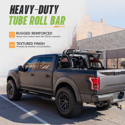 55.91" – 59.84" Adjustable Width Dakrova Roll Bar | For Toyota Tacoma, Chevy Colorado, GMC Canyon, Nissan Frontier, Ford Ranger, Jeep Gladiator JT Mid-Size Pickup Trucks