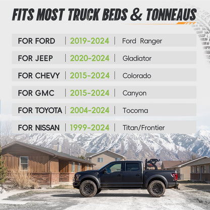 55.91" – 59.84" Adjustable Width Dakrova Roll Bar | For Toyota Tacoma, Chevy Colorado, GMC Canyon, Nissan Frontier, Ford Ranger, Jeep Gladiator JT Mid-Size Pickup Trucks
