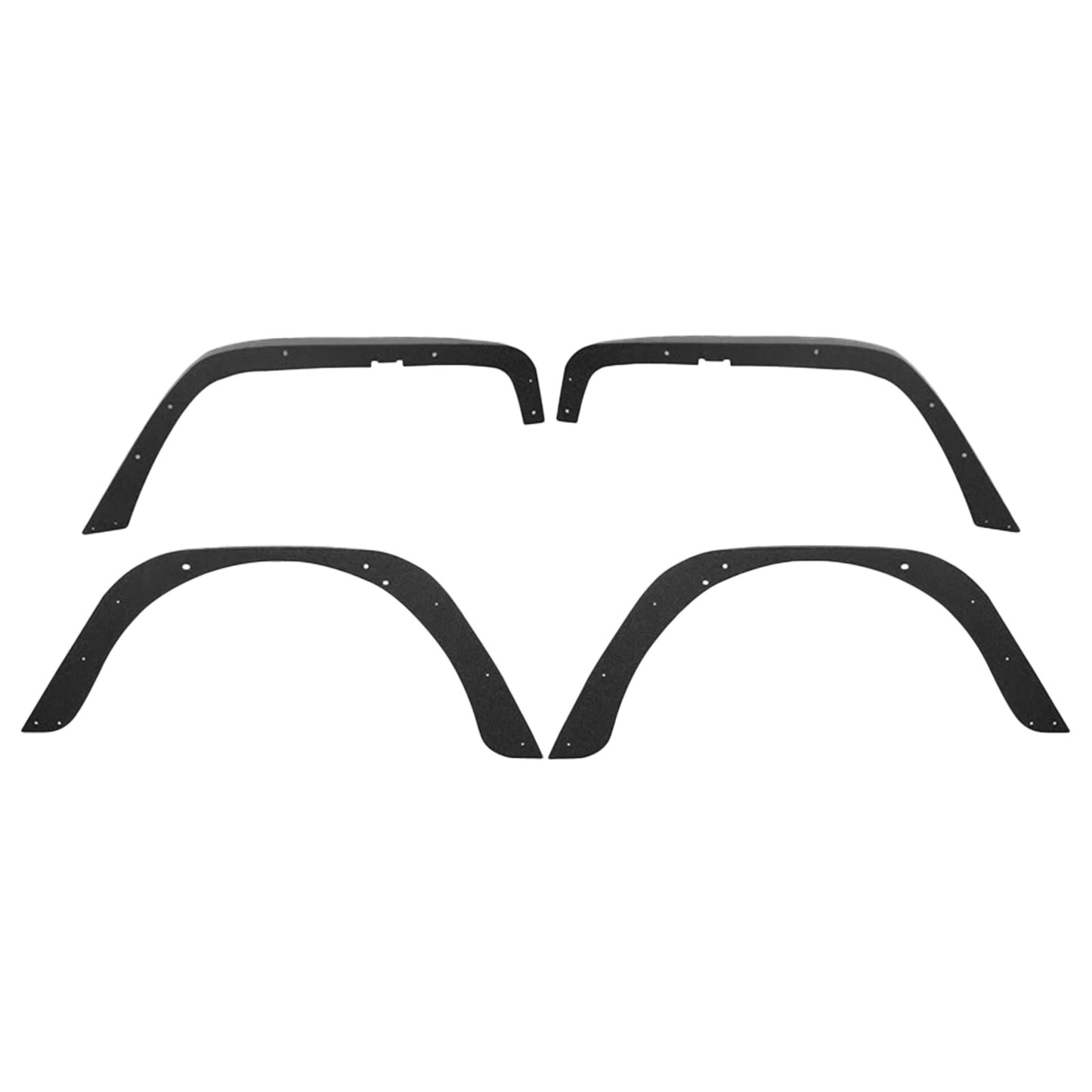 42.51"L Front / 44.09"L Rear Dakrova Steel Flat Fender Flares | For 1997-2006 Jeep Wrangler TJ LJ 2-Door, Textured Black