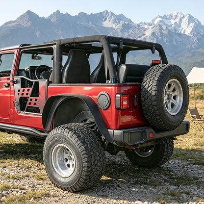 42.51"L Front / 44.09"L Rear Dakrova Steel Flat Fender Flares | For 1997-2006 Jeep Wrangler TJ LJ 2-Door, Textured Black
