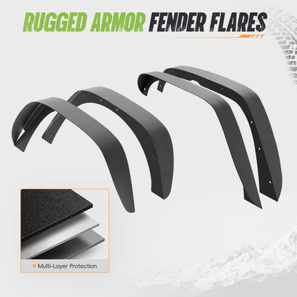 43.82" Front / 45.79" Rear Dakrova Steel Flat Fender Flares, Front & Rear | For 2007-2018 Jeep Wrangler JK/JKU 2/4 Doors