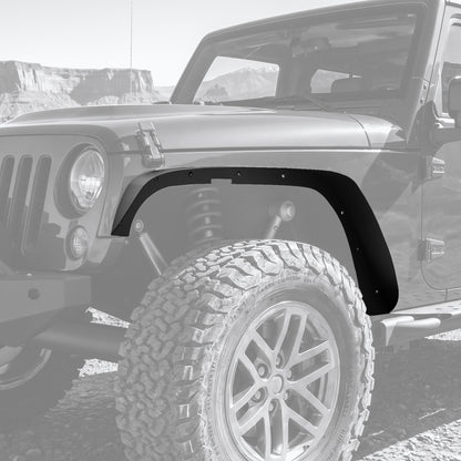 43.82" Front / 45.79" Rear Dakrova Steel Flat Fender Flares, Front & Rear | For 2007-2018 Jeep Wrangler JK/JKU 2/4 Doors