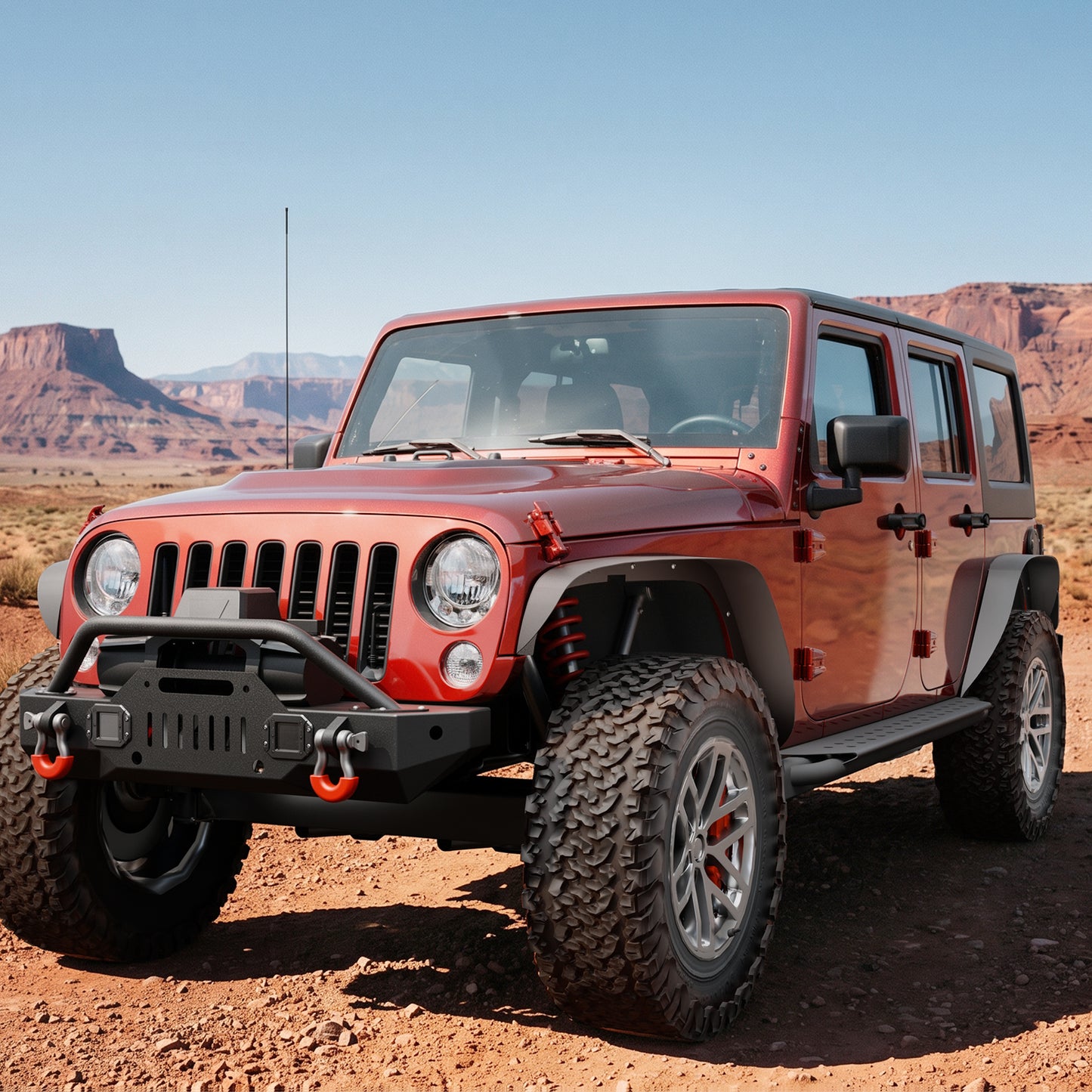 43.82" Front / 45.79" Rear Dakrova Steel Flat Fender Flares, Front & Rear | For 2007-2018 Jeep Wrangler JK/JKU 2/4 Doors