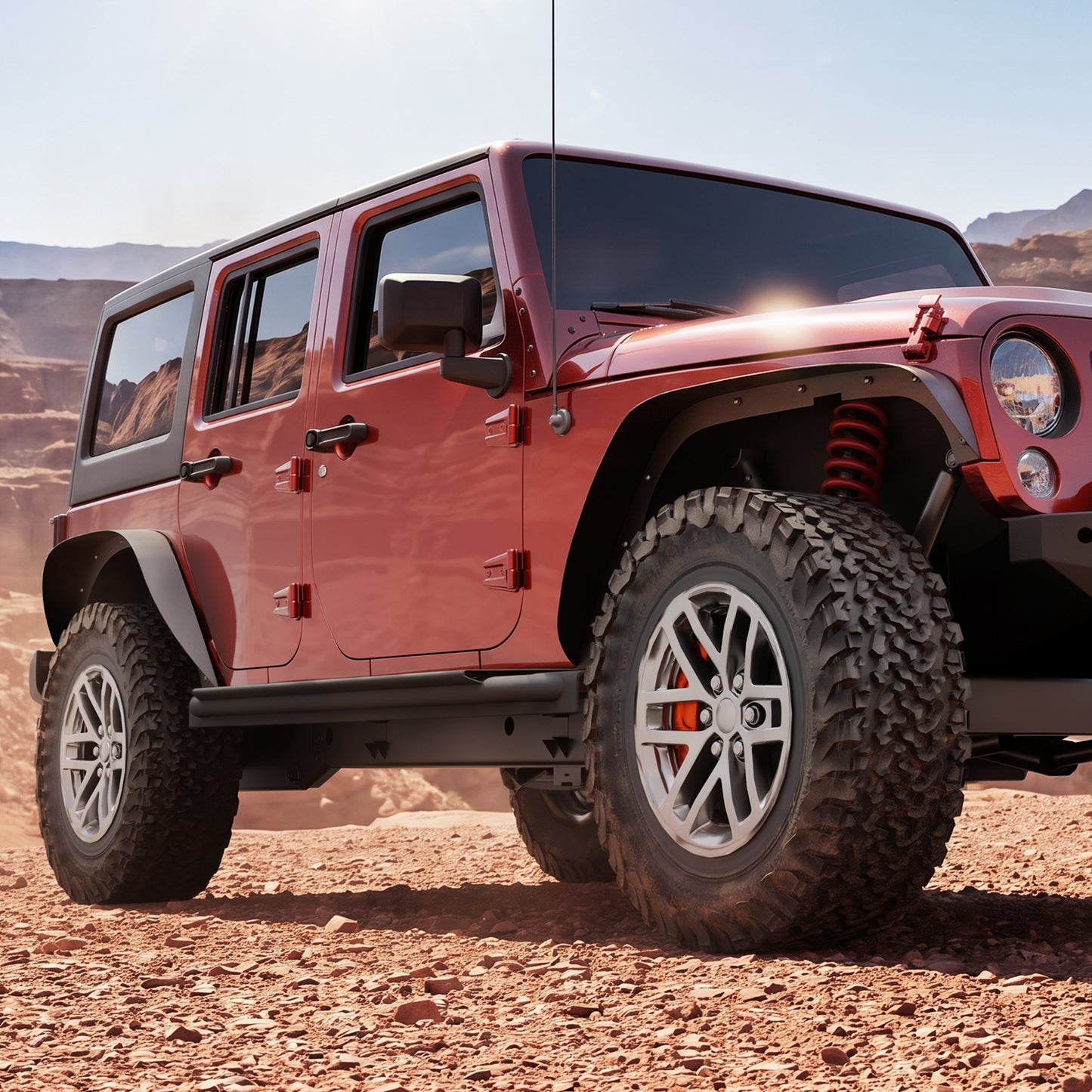 43.82" Front / 45.79" Rear Dakrova Steel Flat Fender Flares, Front & Rear | For 2007-2018 Jeep Wrangler JK/JKU 2/4 Doors
