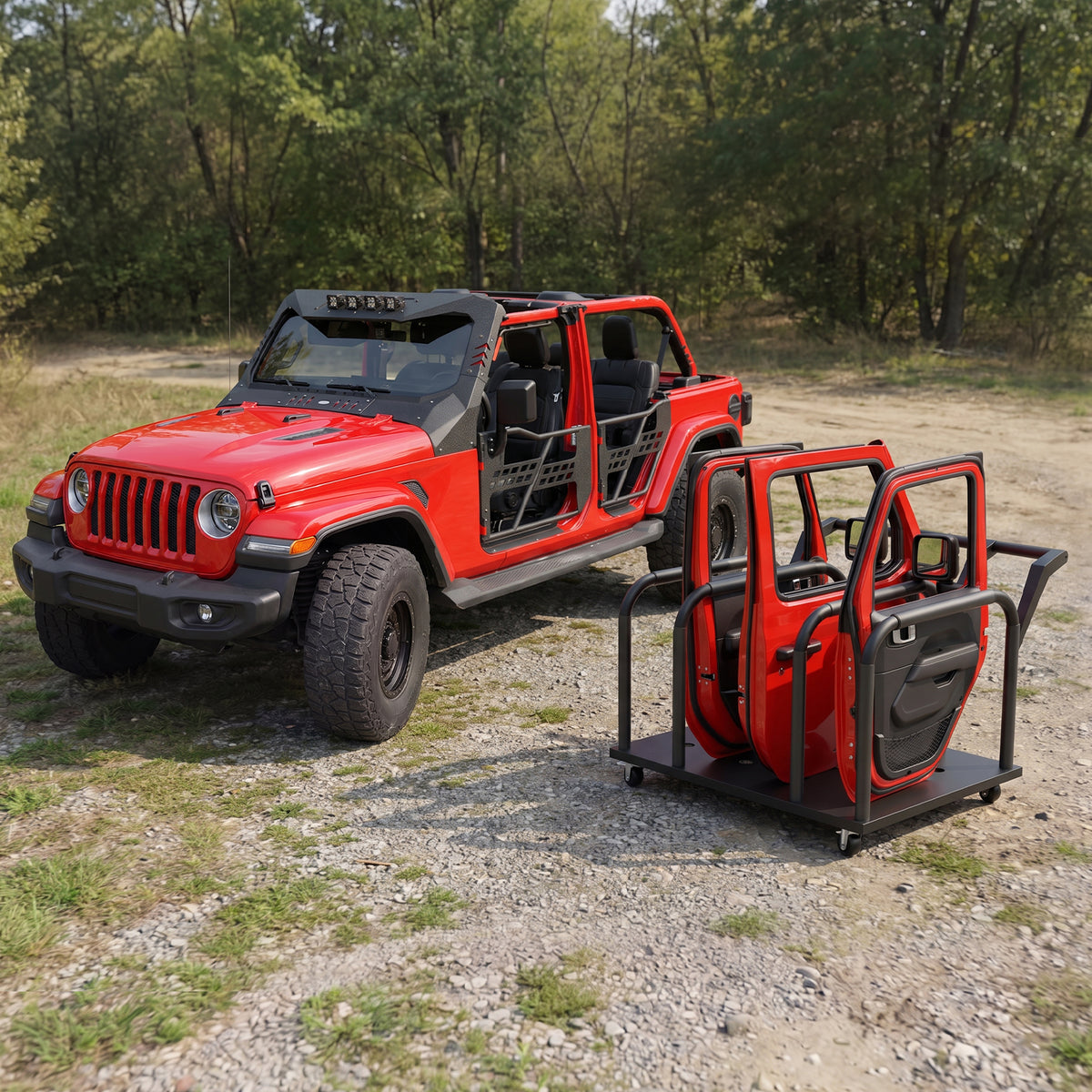 Removable Door Storage Cart with Caster Wheels | Wrangler, Gladiator & Bronco