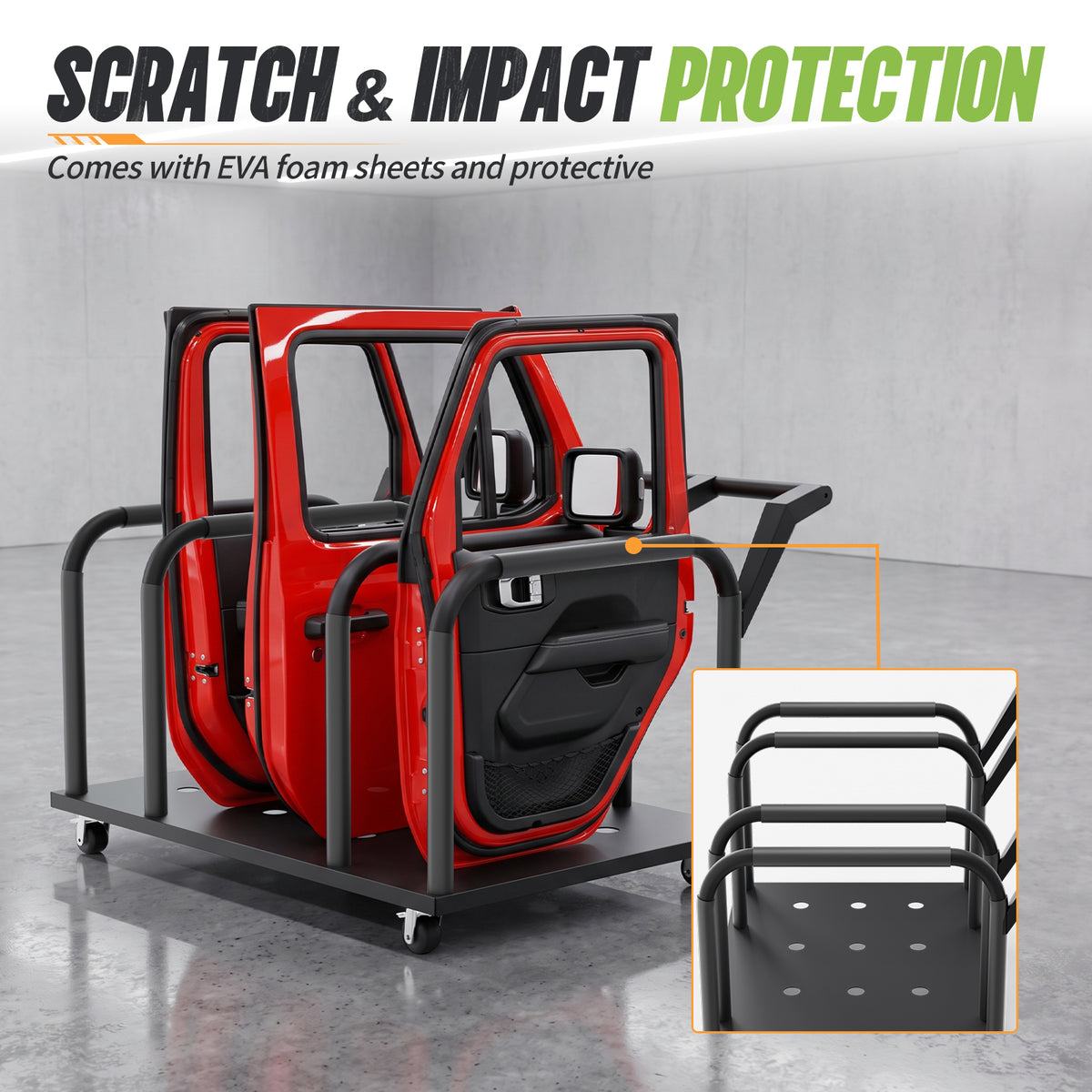 Removable Door Storage Cart with Caster Wheels | Wrangler, Gladiator & Bronco