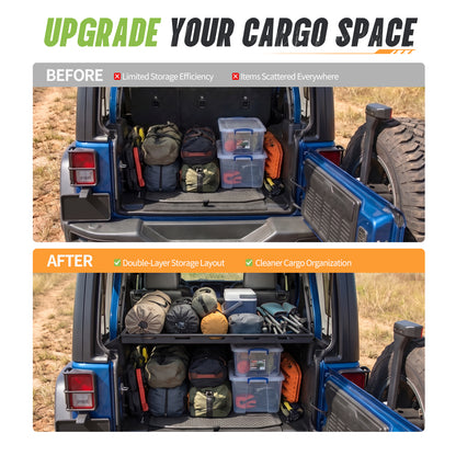 Rear Trunk Cargo Rack with Cargo Net | Jeep Wrangler JK/JL 4-Door