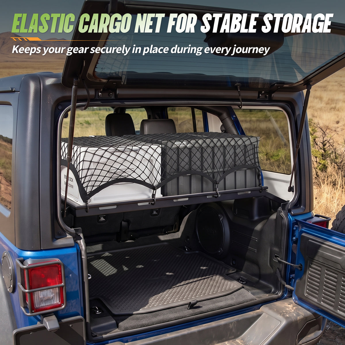 Rear Trunk Cargo Rack with Cargo Net | Jeep Wrangler JK/JL 4-Door