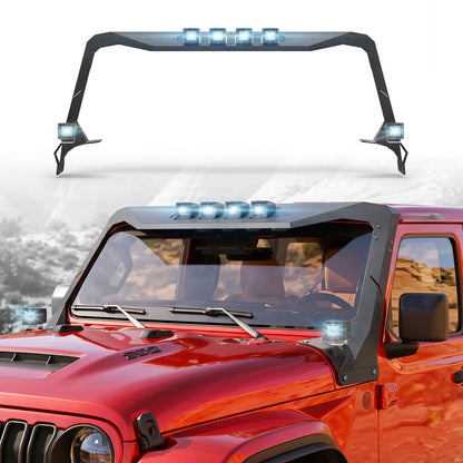 Windshield Frame Cover with 6 × 39W LED Lights | Jeep Wrangler JL/JLU & Gladiator JT