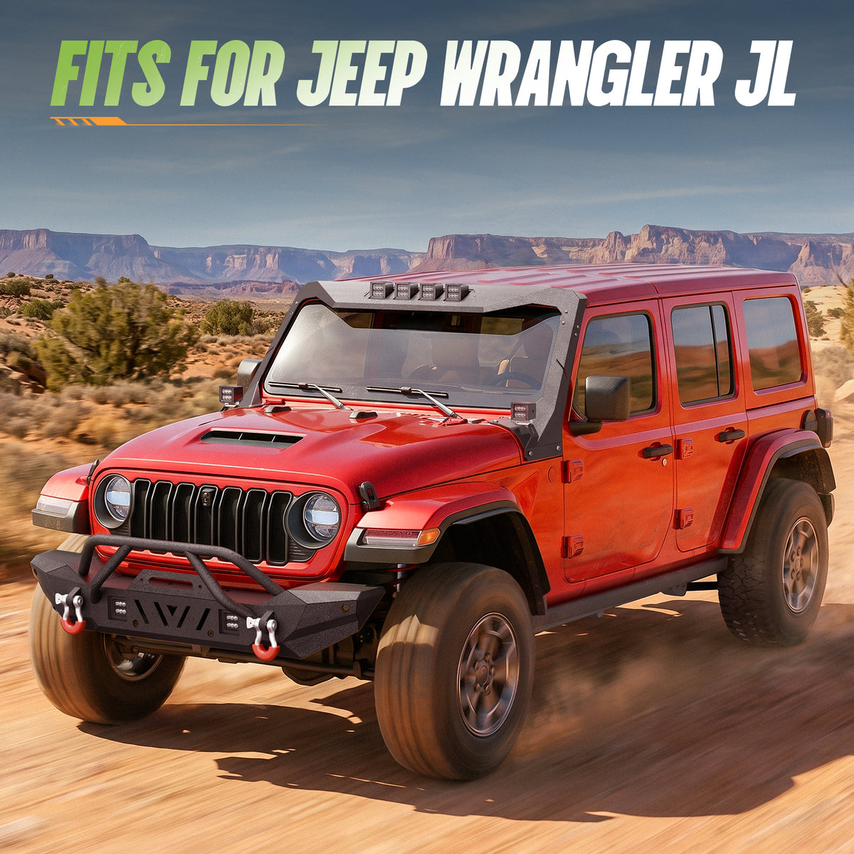 Windshield Frame Cover with 6 × 39W LED Lights | Jeep Wrangler JL/JLU & Gladiator JT