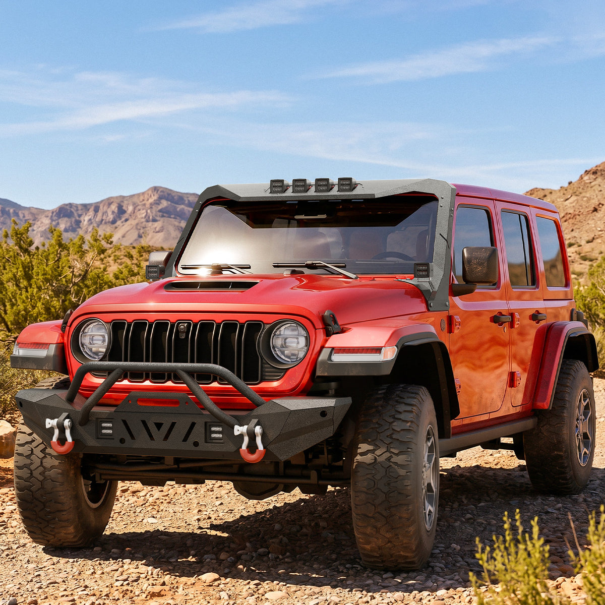 Windshield Frame Cover with 6 × 39W LED Lights | Jeep Wrangler JL/JLU & Gladiator JT