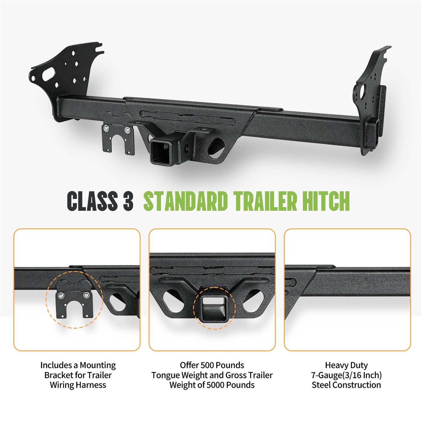 Dakrova Class 3 Trailer Hitch, 2" Receiver | For 2005-2015 Toyota Tacoma (Excludes X-Runner)