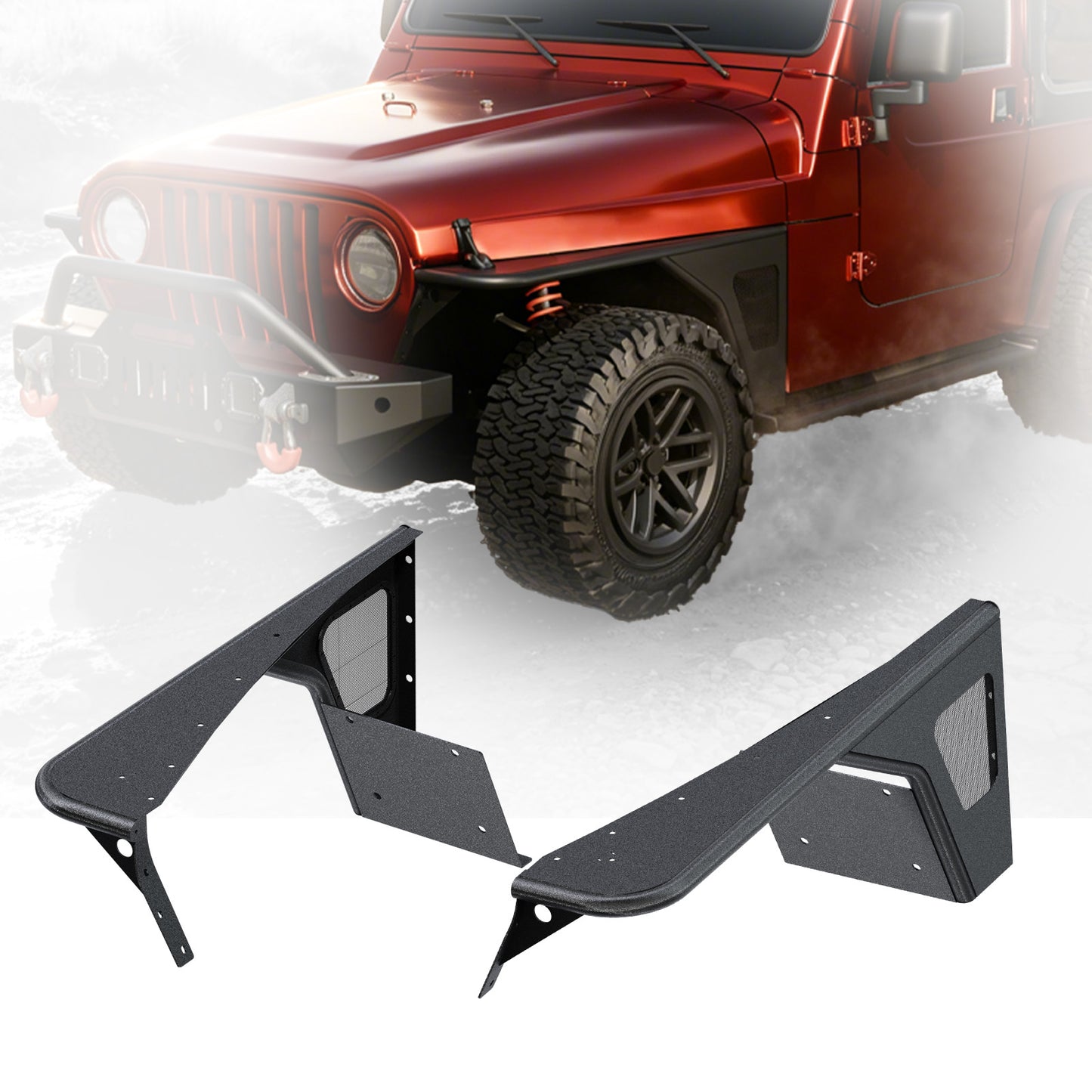 40.88"L × 17.97"H Dakrova Front Wheel Well Fender Flares | For 1997-2006 Jeep Wrangler TJ, 2004-2006 Jeep Wrangler LJ