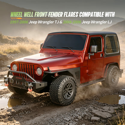 40.88"L × 17.97"H Dakrova Front Wheel Well Fender Flares | For 1997-2006 Jeep Wrangler TJ, 2004-2006 Jeep Wrangler LJ