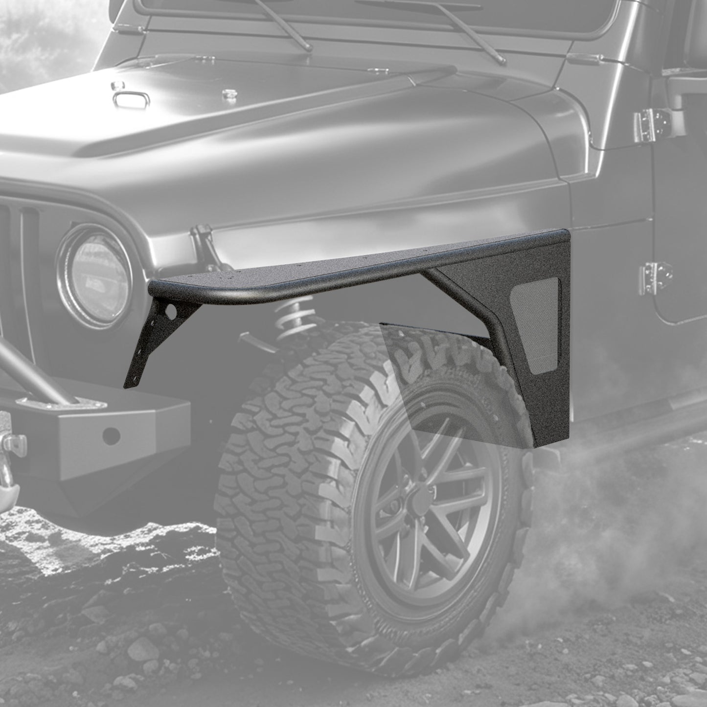 40.88"L × 17.97"H Dakrova Front Wheel Well Fender Flares | For 1997-2006 Jeep Wrangler TJ, 2004-2006 Jeep Wrangler LJ