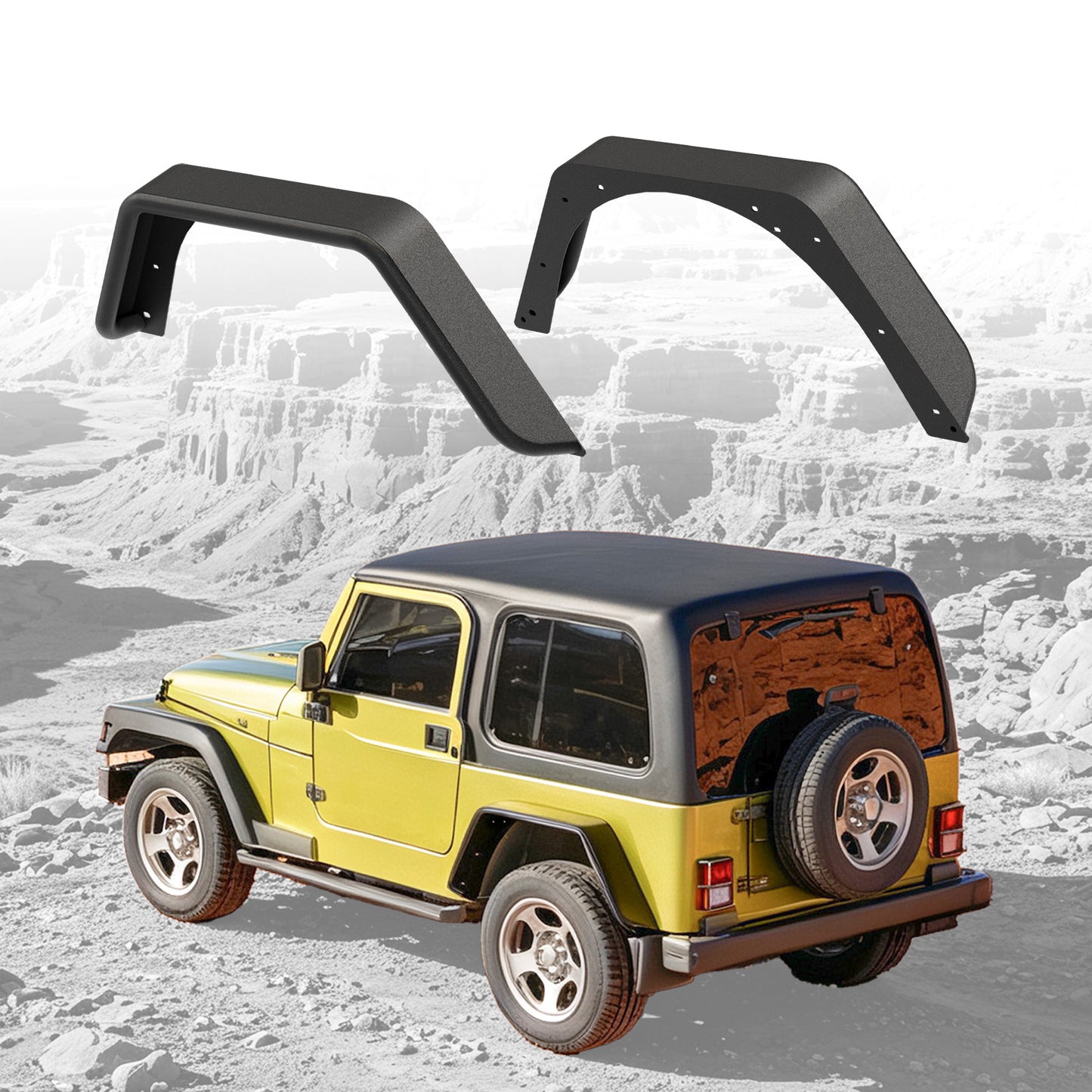 42.99"L × 18.15"H Dakrova Rear Wheel Fender Flares | For 1997-2006 Jeep Wrangler TJ