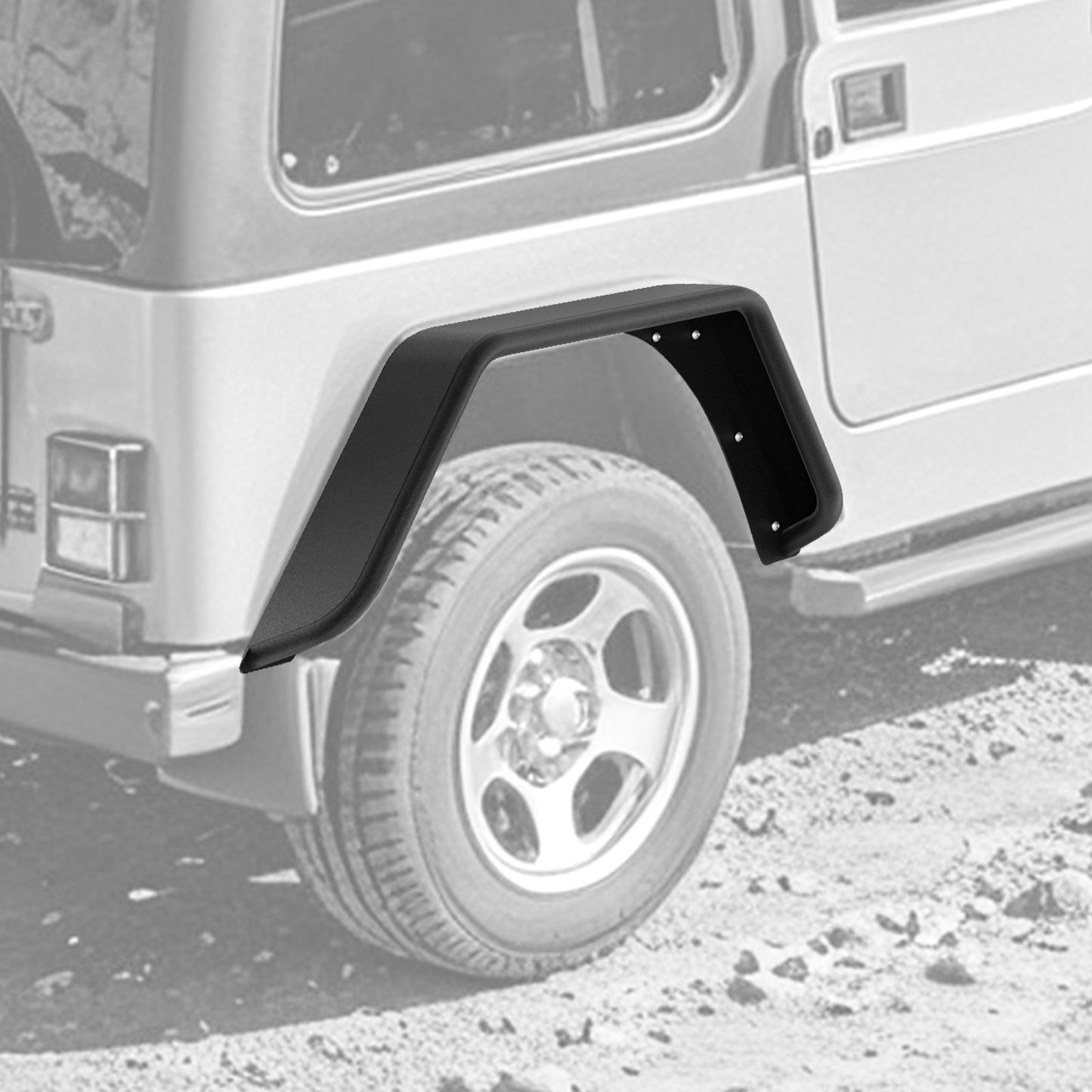 42.99"L × 18.15"H Dakrova Rear Wheel Fender Flares | For 1997-2006 Jeep Wrangler TJ