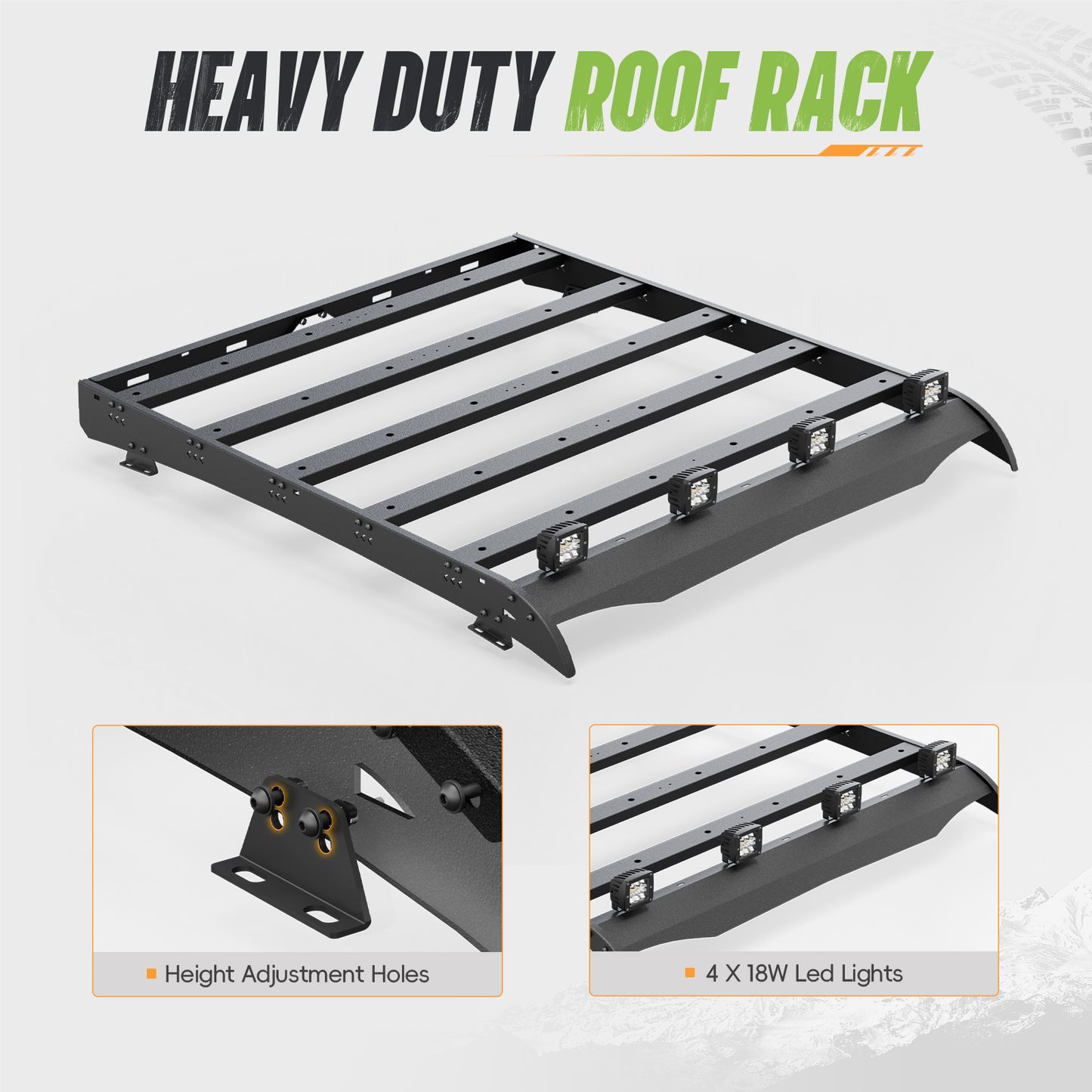 61.42"L × 48.35"W  Dakrova Steel Roof Rack Cargo Luggage Carrier | For 2005-2023 Toyota Tacoma Double Cab