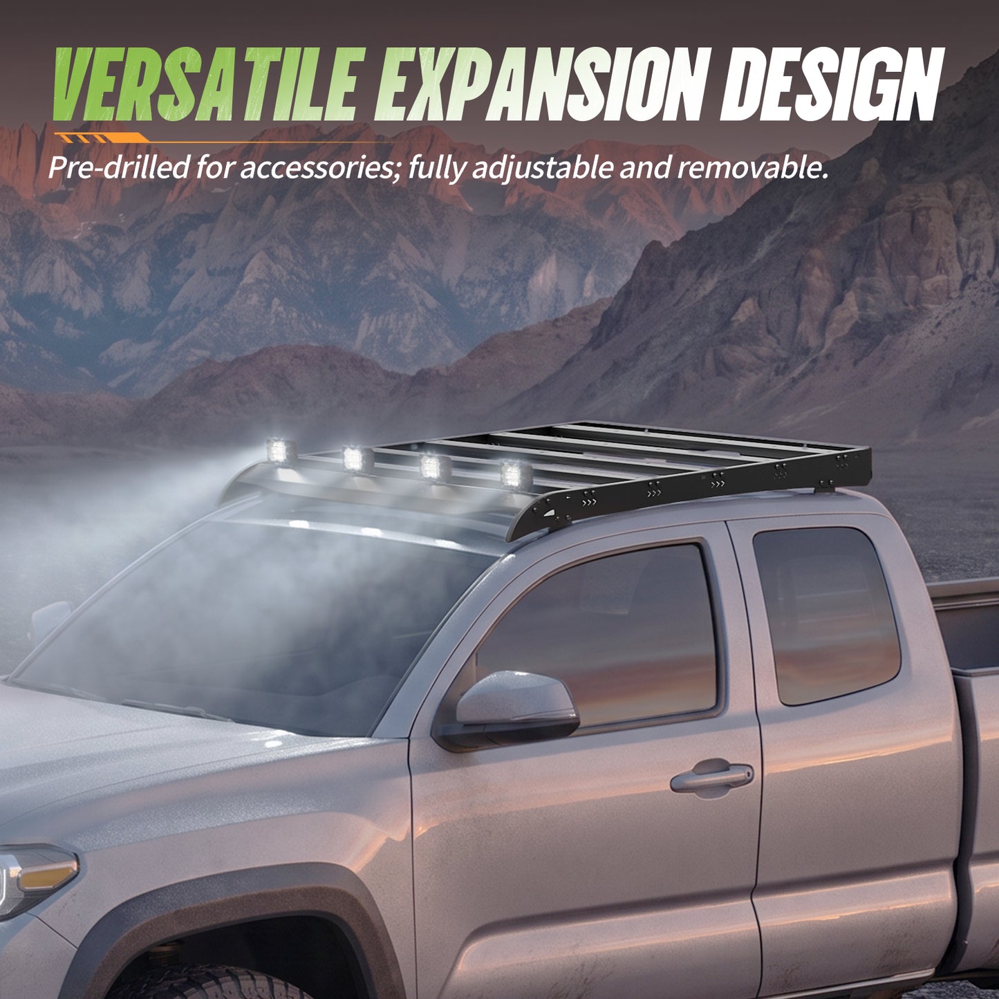 61.42"L × 48.35"W  Dakrova Steel Roof Rack Cargo Luggage Carrier | For 2005-2023 Toyota Tacoma Double Cab