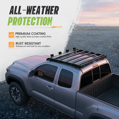 61.42"L × 48.35"W  Dakrova Steel Roof Rack Cargo Luggage Carrier | For 2005-2023 Toyota Tacoma Double Cab