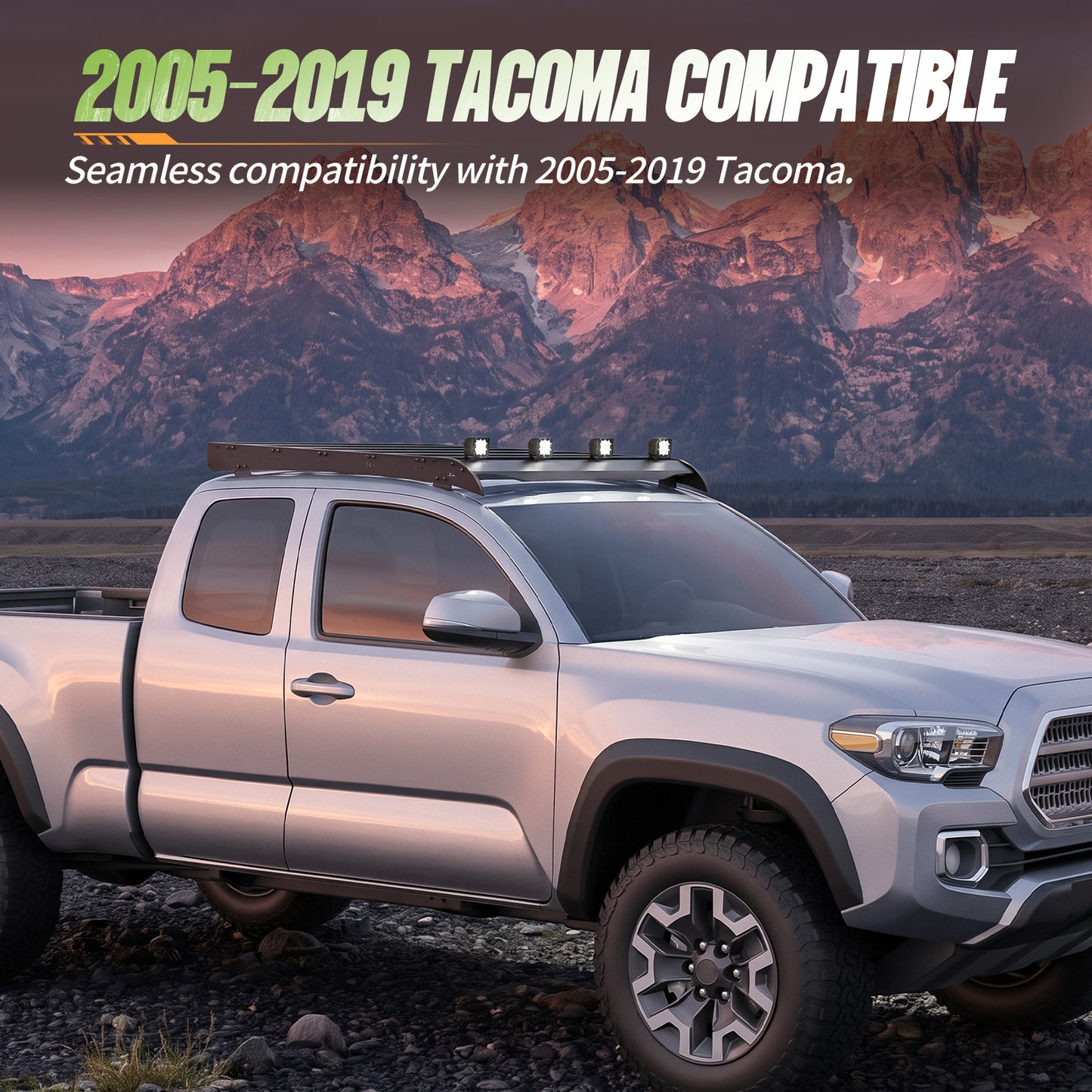 61.42"L × 48.35"W  Dakrova Steel Roof Rack Cargo Luggage Carrier | For 2005-2023 Toyota Tacoma Double Cab