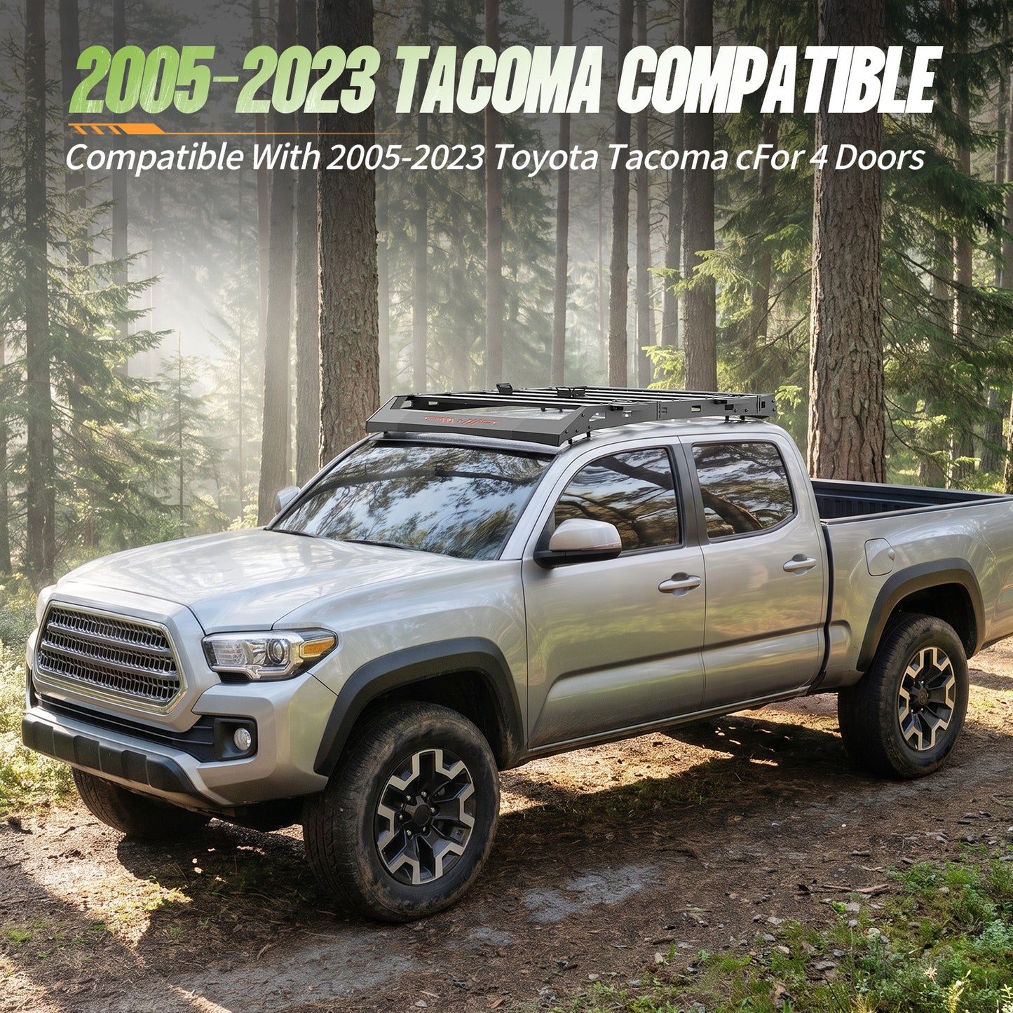 61.07"L × 47.64"W Dakrova Heavy-Duty Roof Rack | For 2005-2023 Toyota Tacoma Double Cab