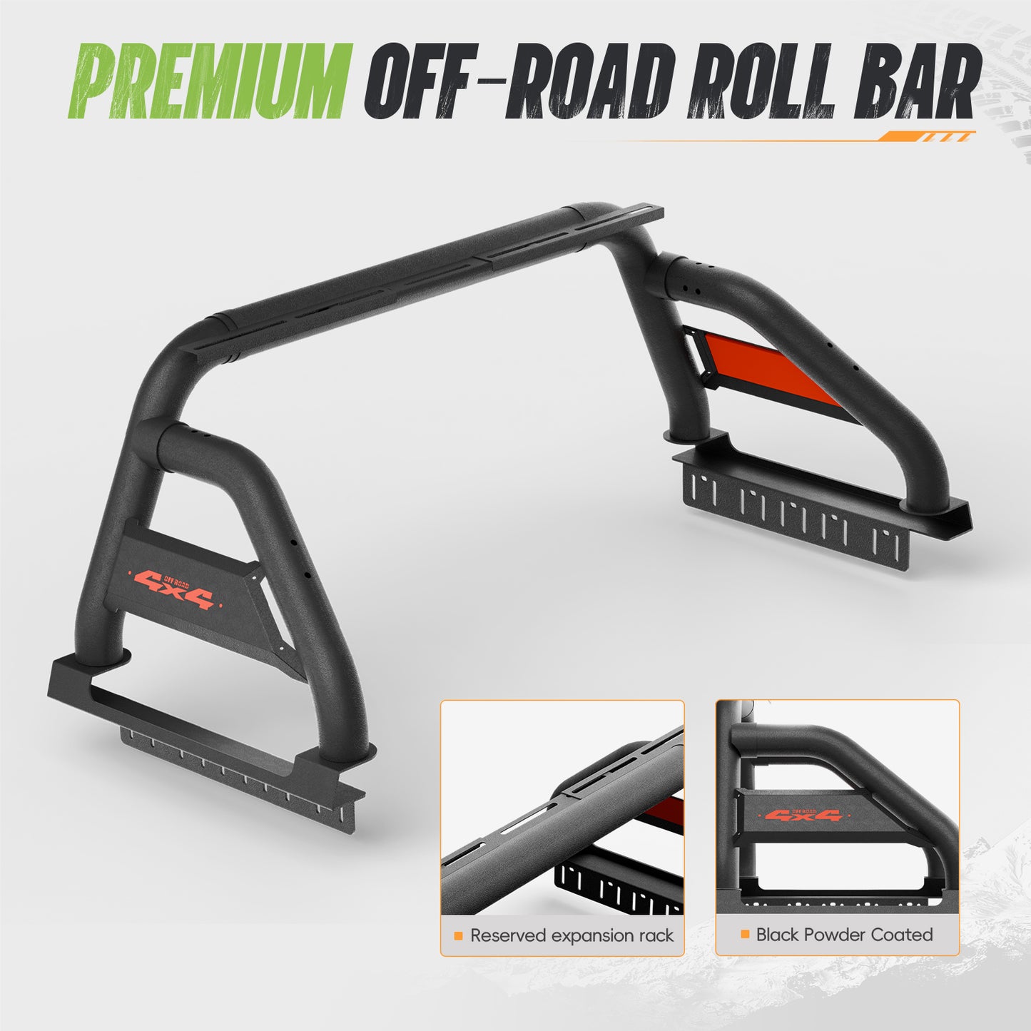 55.91" - 65.39" Adjustable Width Dakrova Roll Bar | For Full & Mid Size Pickup Trucks, Ford, Chevy, GMC, Ram, Toyota, Nissan, Jeep