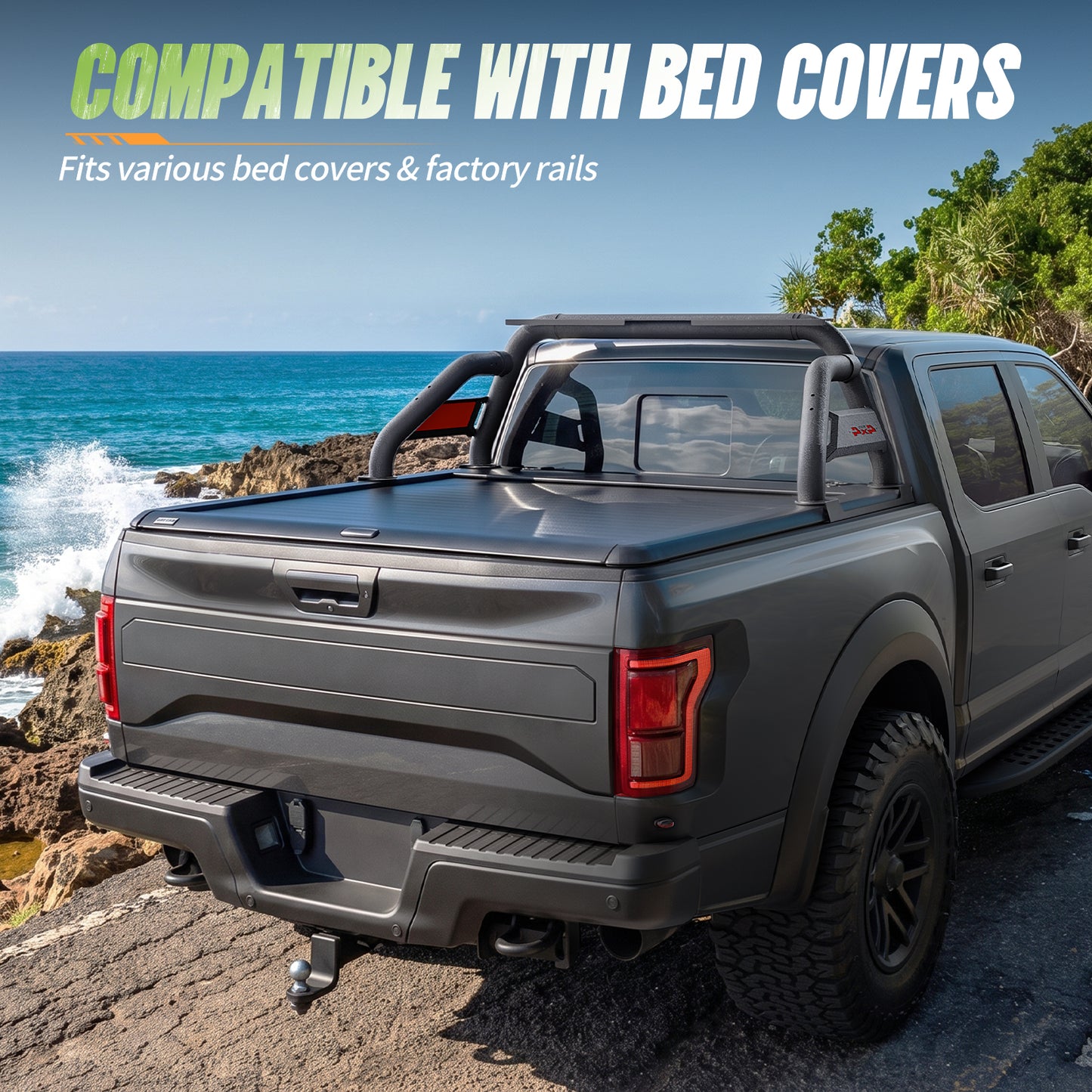55.91" - 65.39" Adjustable Width Dakrova Roll Bar | For Full & Mid Size Pickup Trucks, Ford, Chevy, GMC, Ram, Toyota, Nissan, Jeep