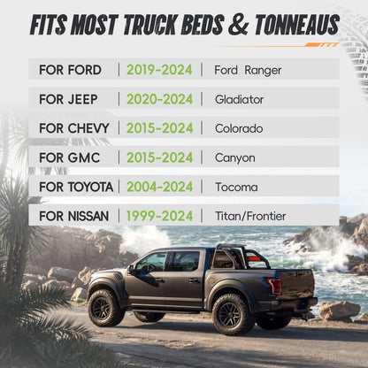 55.91" - 65.39" Adjustable Width Dakrova Roll Bar | For Full & Mid Size Pickup Trucks, Ford, Chevy, GMC, Ram, Toyota, Nissan, Jeep