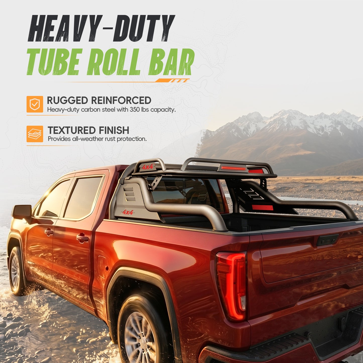 55.9"–62.99" Adjustable Width Dakrova Truck Bed Sport Roll Bar | For Ford Jeep Toyota Chevrolet GMC Nissan