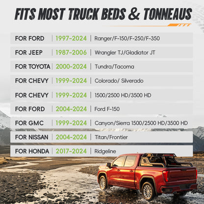 55.9"–62.99" Adjustable Width Dakrova Truck Bed Sport Roll Bar | For Ford Jeep Toyota Chevrolet GMC Nissan