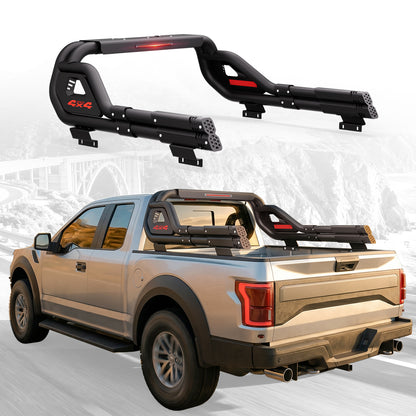 56.00"–65.625" Adjustable Width Dakrova Truck Bed Sport Roll Bar, LED 3rd Brake Light | For Ford, Jeep, Toyota, Chevrolet, GMC, Nissan