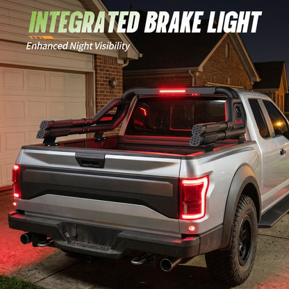 56.00"–65.625" Adjustable Width Dakrova Truck Bed Sport Roll Bar, LED 3rd Brake Light | For Ford, Jeep, Toyota, Chevrolet, GMC, Nissan