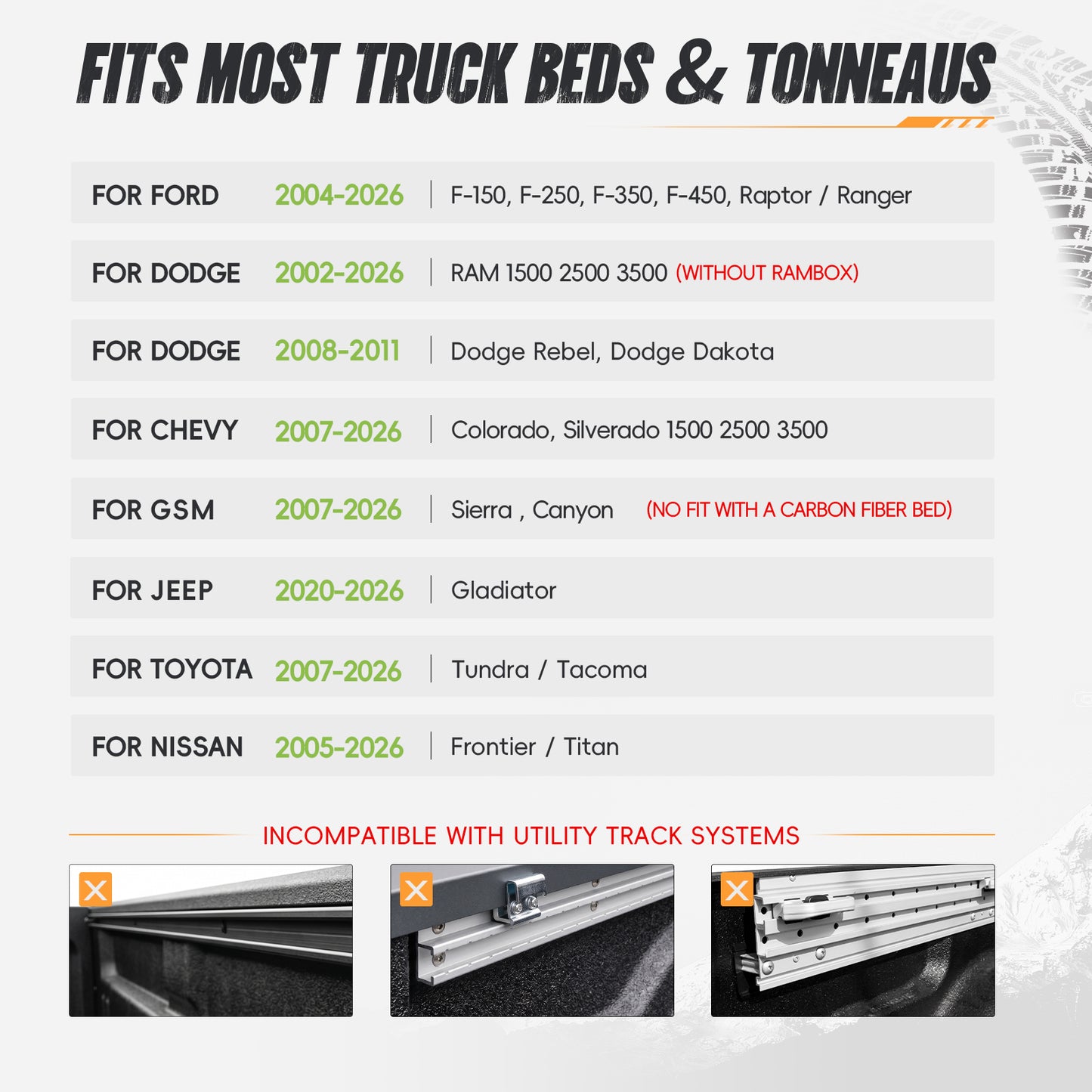 56.00"–65.625" Adjustable Width Dakrova Truck Bed Sport Roll Bar, LED 3rd Brake Light | For Ford, Jeep, Toyota, Chevrolet, GMC, Nissan