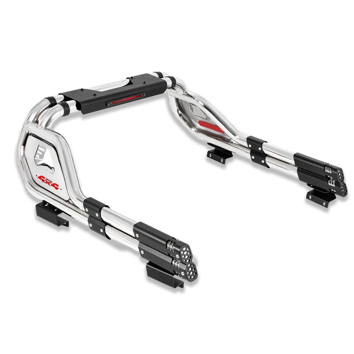 56"–65.6" Adjustable Width Dakrova Chrome Truck Bed Sport Roll Bar, LED 3rd Brake Light | For Ford, Jeep, Toyota, Chevrolet, GMC, Nissan