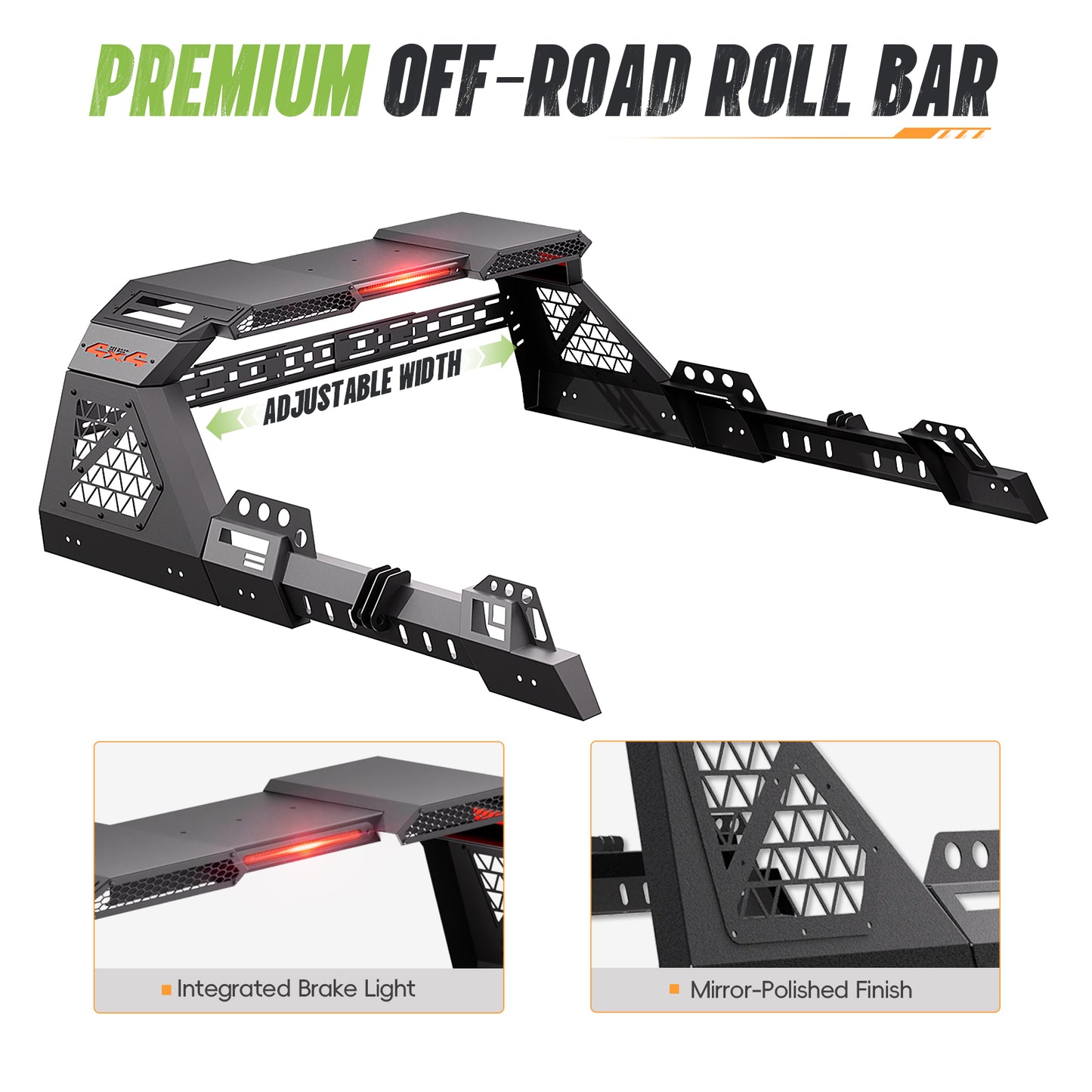 56" – 65.3" Adjustable Width Dakrova Roll Bar | For Ford Jeep Toyota Chevrolet GMC Nissan Honda