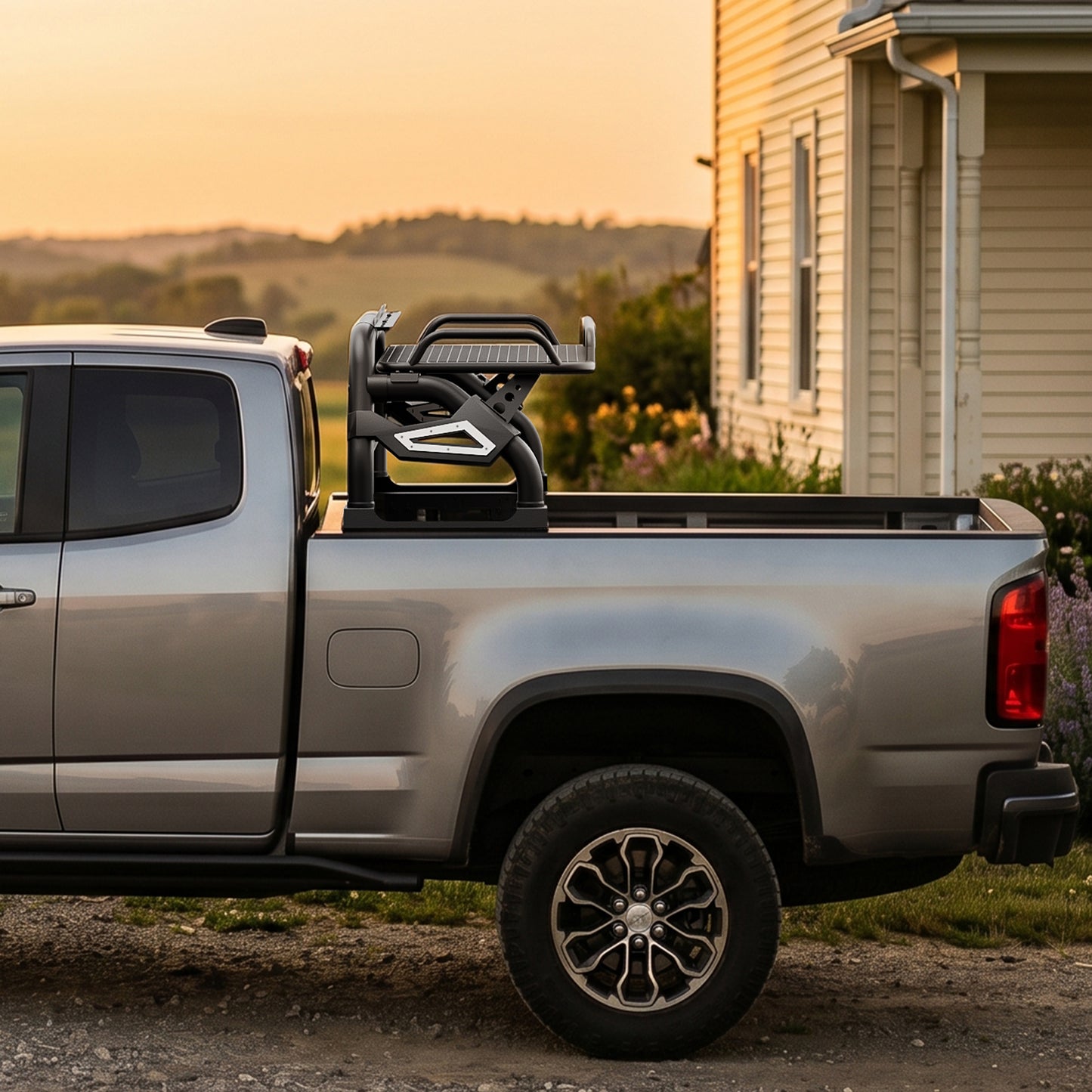 55.1"–59.05" Adjustable Width Dakrova Truck Bed Roll Bar with Cargo Basket | For Ford Ranger, Jeep Gladiator, Toyota Tacoma, Chevy Colorado, GMC Canyon, Nissan Frontier