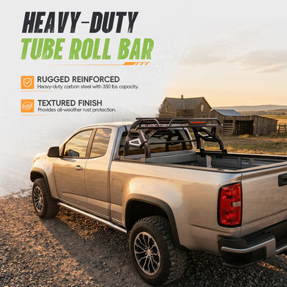 55.1"–59.05" Adjustable Width Dakrova Truck Bed Roll Bar with Cargo Basket | For Ford Ranger, Jeep Gladiator, Toyota Tacoma, Chevy Colorado, GMC Canyon, Nissan Frontier