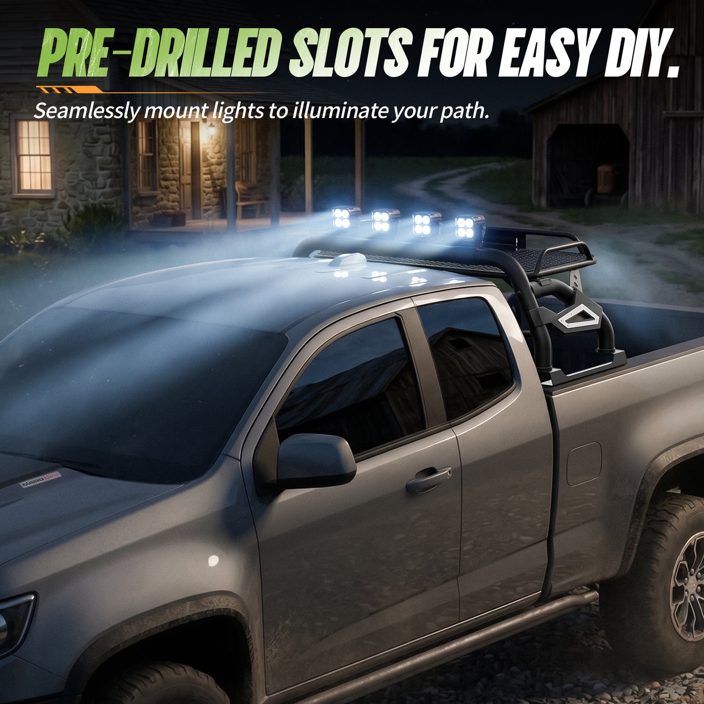 55.1"–59.05" Adjustable Width Dakrova Truck Bed Roll Bar with Cargo Basket | For Ford Ranger, Jeep Gladiator, Toyota Tacoma, Chevy Colorado, GMC Canyon, Nissan Frontier