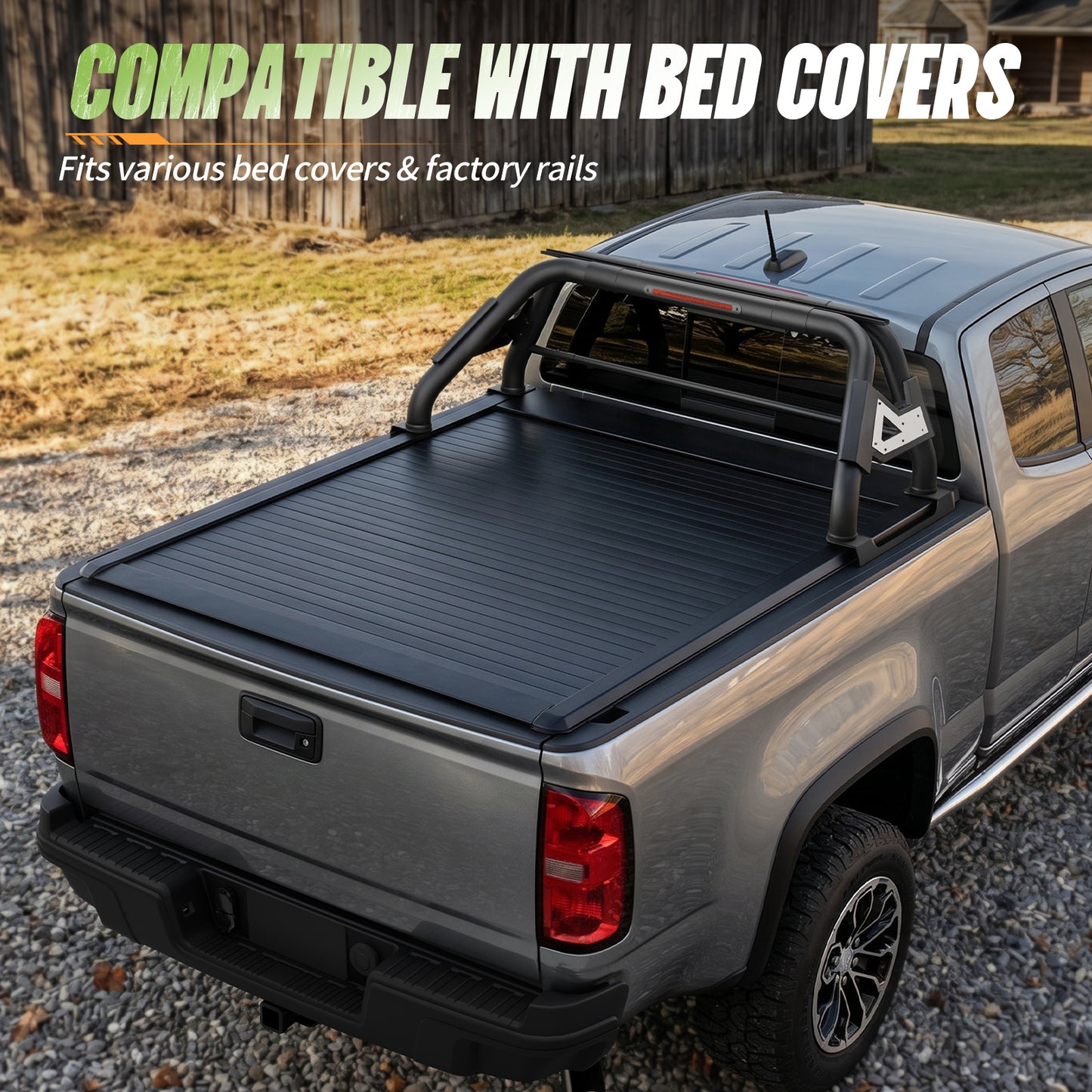 55.1"–59.05" Adjustable Width Dakrova Truck Bed Roll Bar with Cargo Basket | For Ford Ranger, Jeep Gladiator, Toyota Tacoma, Chevy Colorado, GMC Canyon, Nissan Frontier
