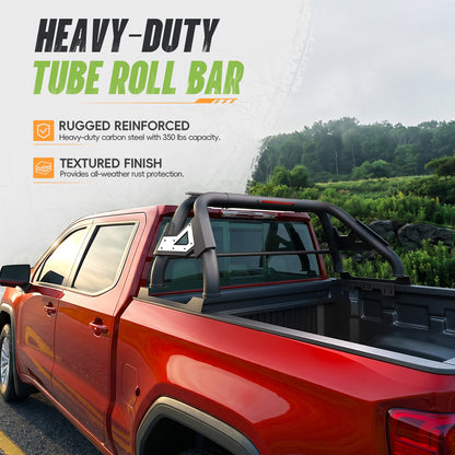 60.24"–64.17" Adjustable Width Dakrova Truck Bed Sport Roll Bar, LED 3rd Brake Light | For Ford F-150, Chevy Silverado, GMC Sierra, Ram, Toyota Tundra, Nissan Titan Full Size Pickup