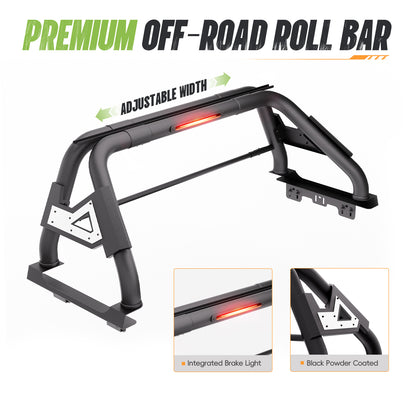 55.91"–62.99" Adjustable Width Dakrova Truck Bed Sport Roll Bar, LED Light Included | For Ford Ranger, Jeep Gladiator, Toyota Tacoma/Hilux, Chevy Colorado, GMC Canyon, Nissan Frontier