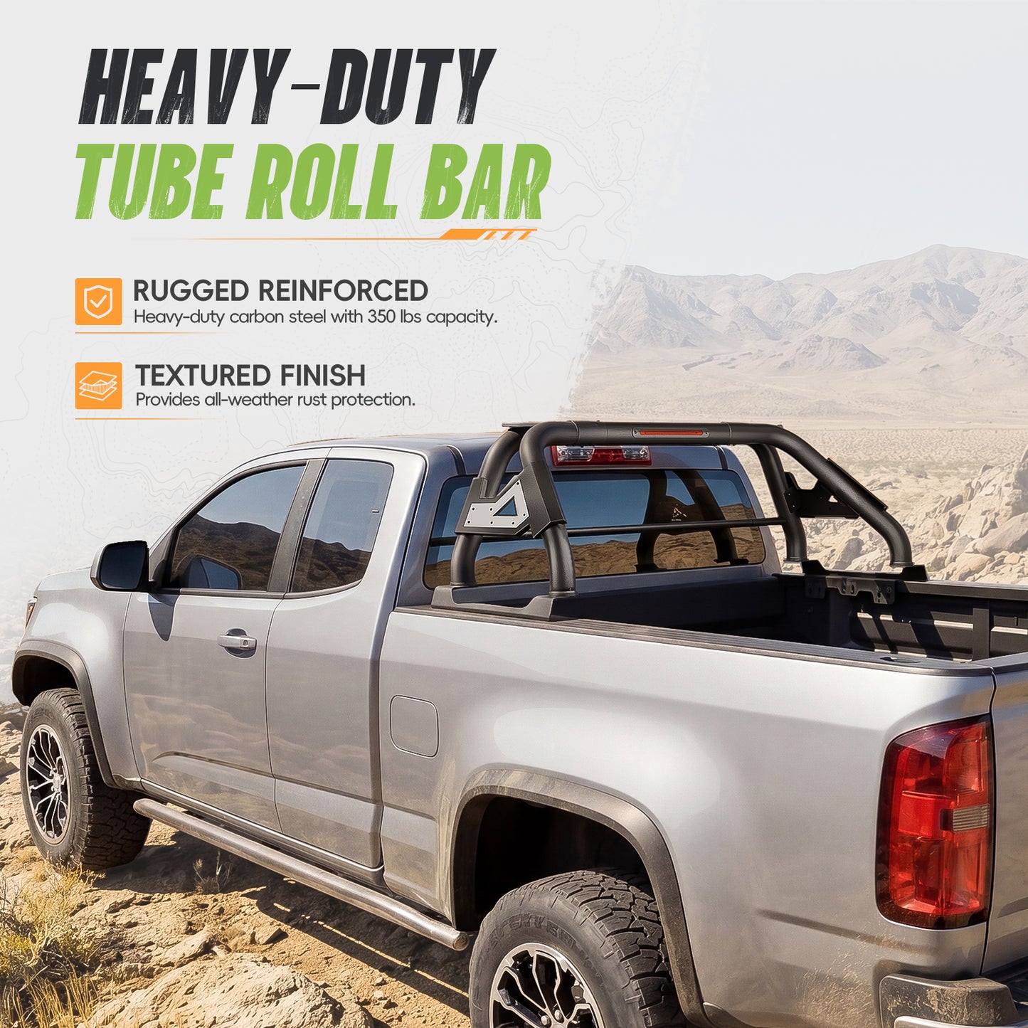 55.91"–62.99" Adjustable Width Dakrova Truck Bed Sport Roll Bar, LED Light Included | For Ford Ranger, Jeep Gladiator, Toyota Tacoma/Hilux, Chevy Colorado, GMC Canyon, Nissan Frontier