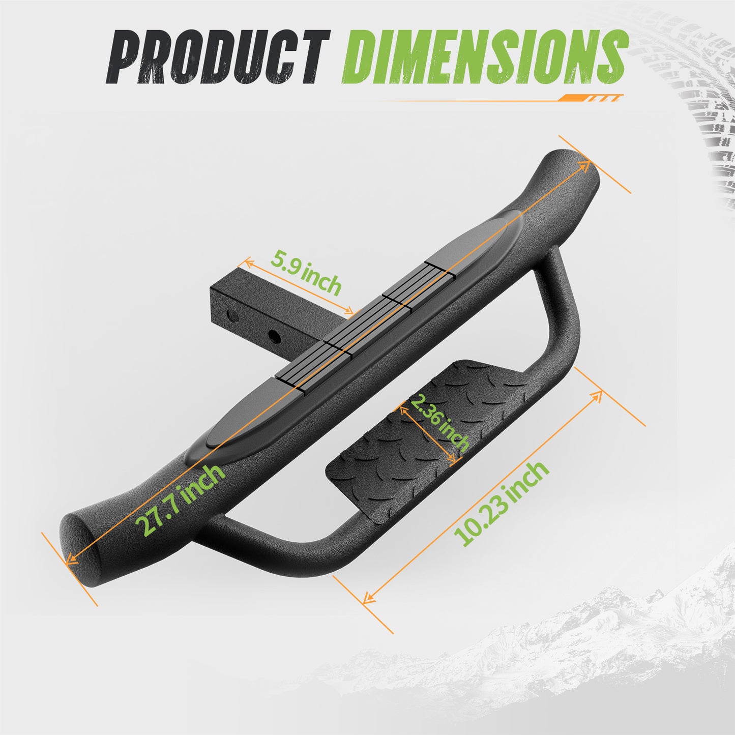 2" Receiver Dakrova Heavy-Duty Trailer Hitch Step Bar | For 2 Inch Hitch Receiver, Black Bumper Protector