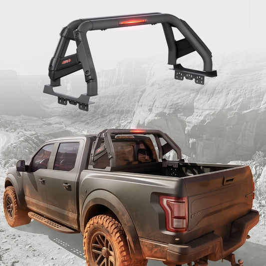 56"–63" Adjustable Width Dakrova Truck Bed Sport Roll Bar, LED Brake Light | For Ford, Jeep, Toyota, Chevrolet, GMC, Nissan