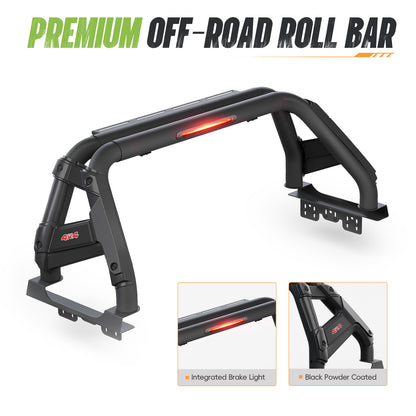 56"–63" Adjustable Width Dakrova Truck Bed Sport Roll Bar, LED Brake Light | For Ford, Jeep, Toyota, Chevrolet, GMC, Nissan